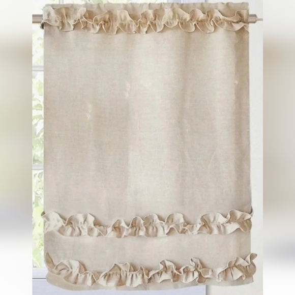 Sunny Family Style Tan Ruffled Flax Curtain. - Picture 1 of 8